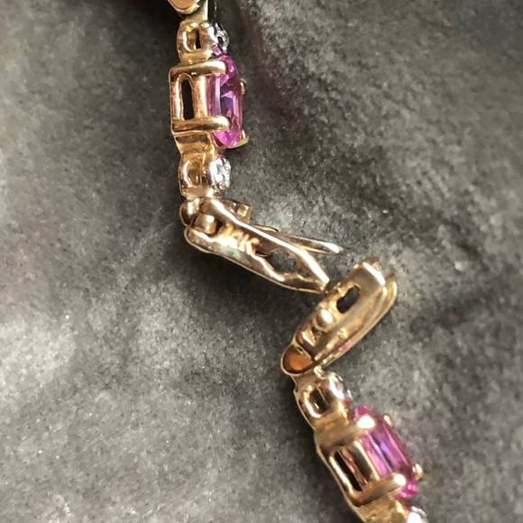 14k pink sapphire and diamond bracelet - Picture 3 of 8